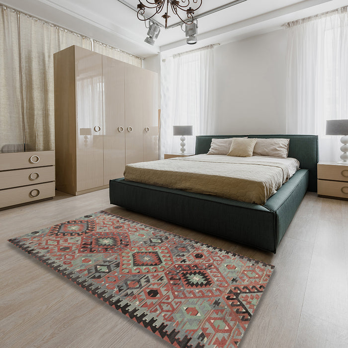 Traditional Chestnut Brown Persian Rug in a Bedroom, tr4188