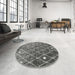 Round Traditional Gray Persian Rug in a Office, tr4189