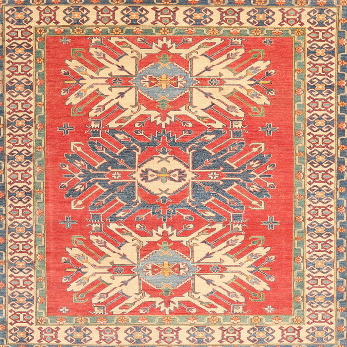 Square Traditional Red Geometric Rug, tr418