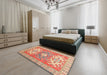 Traditional Red Geometric Rug in a Bedroom, tr418