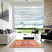 Square Traditional Red Geometric Rug in a Living Room, tr418