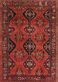 Machine Washable Traditional Tomato Red Rug, wshtr4195