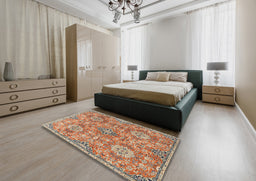 Traditional Mahogany Brown Persian Rug in a Bedroom, tr4196