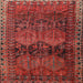 Round Machine Washable Traditional Red Rug, wshtr4198