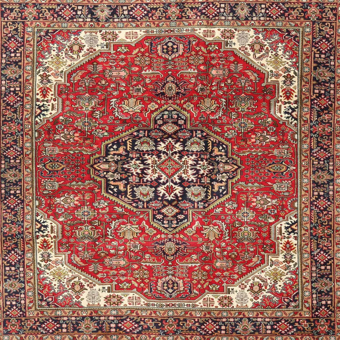 Round Machine Washable Traditional Tomato Red Rug, wshtr4199