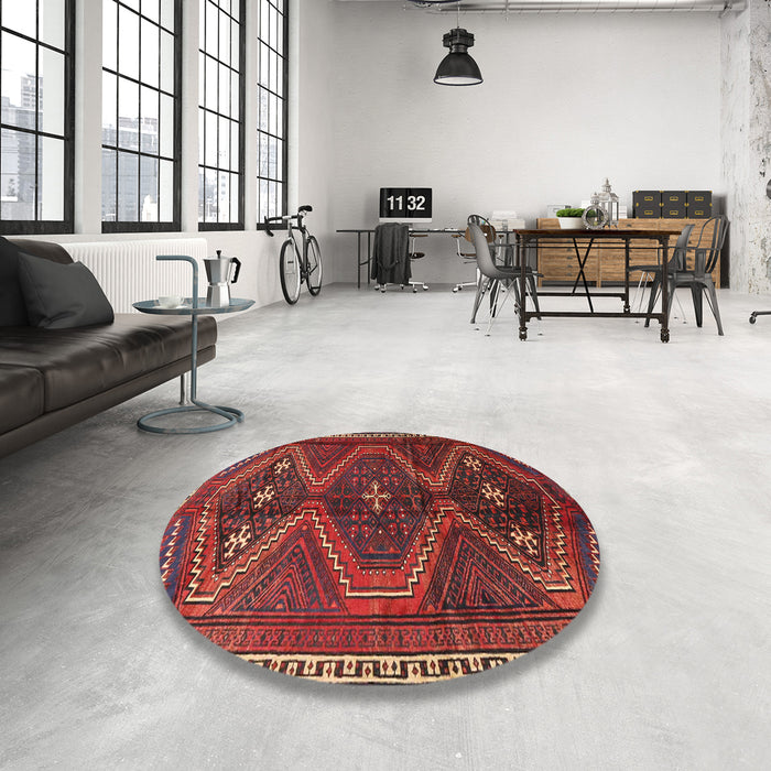 Round Traditional Sienna Brown Persian Rug in a Office, tr4201