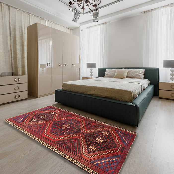 Machine Washable Traditional Sienna Brown Rug in a Bedroom, wshtr4201