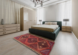 Traditional Sienna Brown Persian Rug in a Bedroom, tr4201