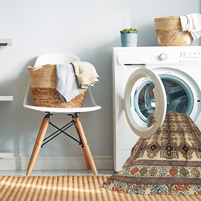 Machine Washable Traditional Saddle Brown Rug in a Washing Machine, wshtr4205