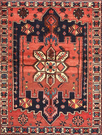 Machine Washable Traditional Rust Pink Rug, wshtr4206