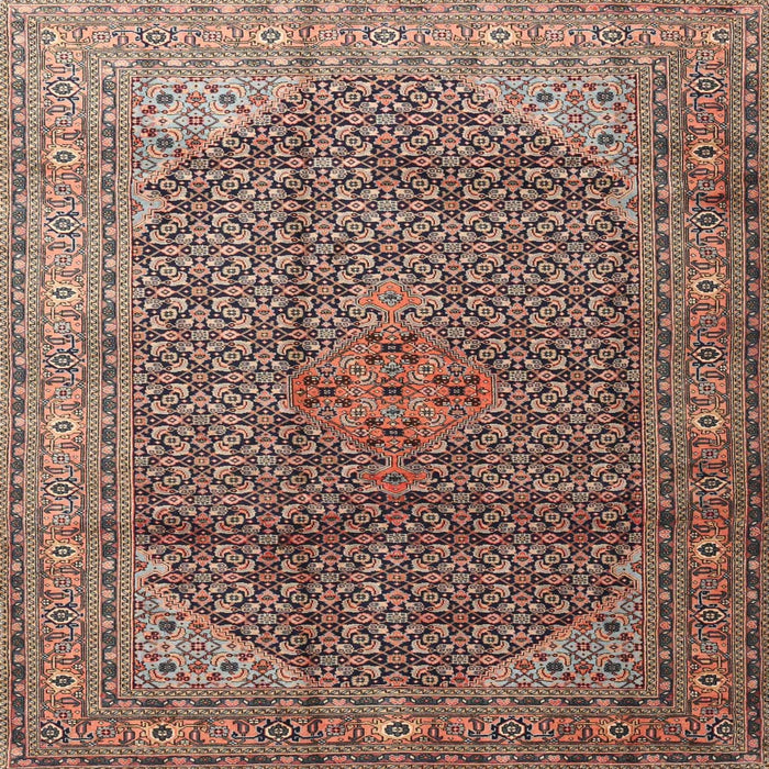 Round Machine Washable Traditional Light Copper Gold Rug, wshtr4207