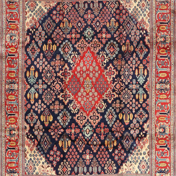 Machine Washable Traditional Saffron Red Rug, wshtr4208