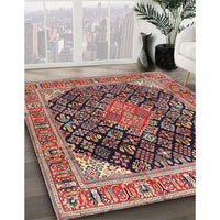 Traditional Saffron Red Medallion Rug, tr4208