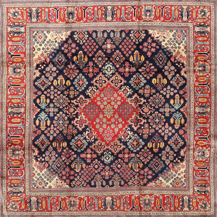 Square Traditional Saffron Red Medallion Rug, tr4208