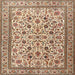 Round Machine Washable Traditional Sienna Brown Rug, wshtr4209