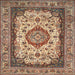 Round Machine Washable Traditional Dark Sienna Brown Rug, wshtr420