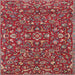 Round Machine Washable Traditional Orange Salmon Pink Rug, wshtr4210