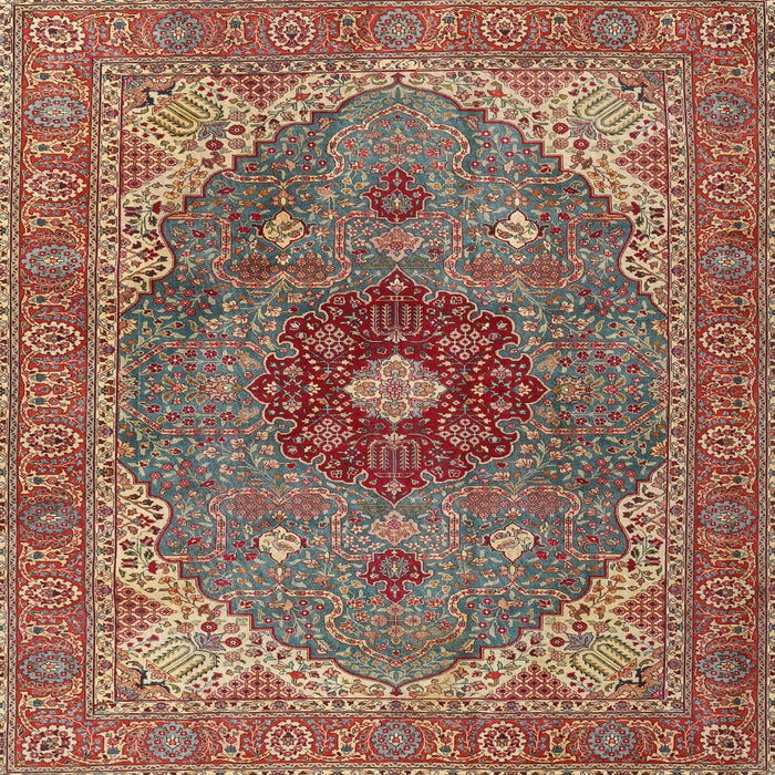 Square Traditional Camel Brown Medallion Rug, tr4212