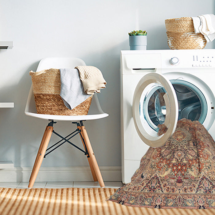 Machine Washable Traditional Chestnut Brown Rug in a Washing Machine, wshtr4215