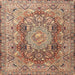 Round Machine Washable Traditional Chestnut Brown Rug, wshtr4215