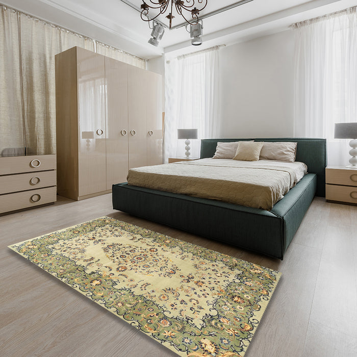 Machine Washable Traditional Brown Rug in a Bedroom, wshtr4216