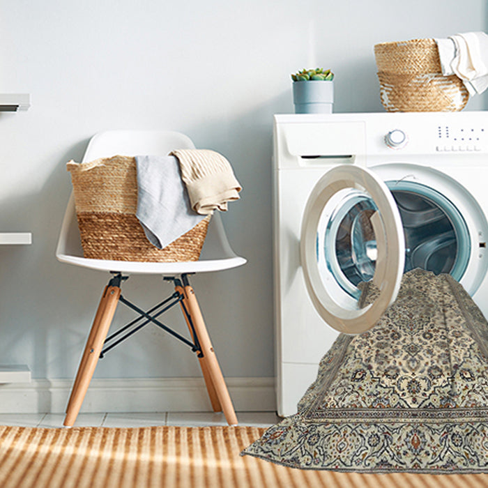 Machine Washable Traditional Brown Rug in a Washing Machine, wshtr4217