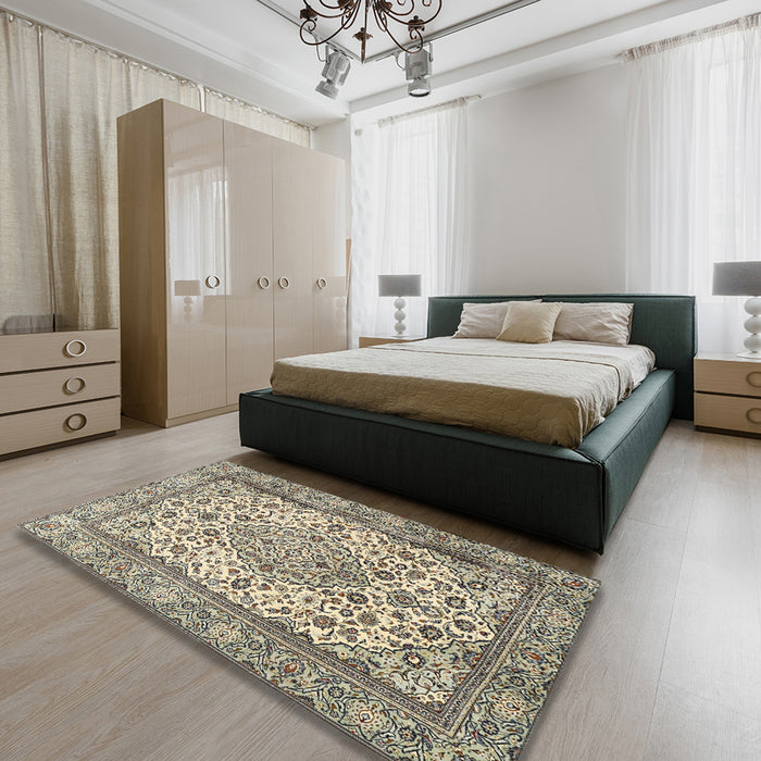 Machine Washable Traditional Brown Rug in a Bedroom, wshtr4217