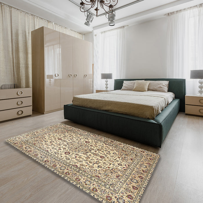 Machine Washable Traditional Brown Rug in a Bedroom, wshtr4219
