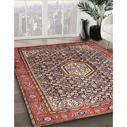 Traditional Saffron Red Persian Rug in Family Room, tr421