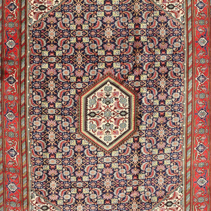 Machine Washable Traditional Saffron Red Rug, wshtr421