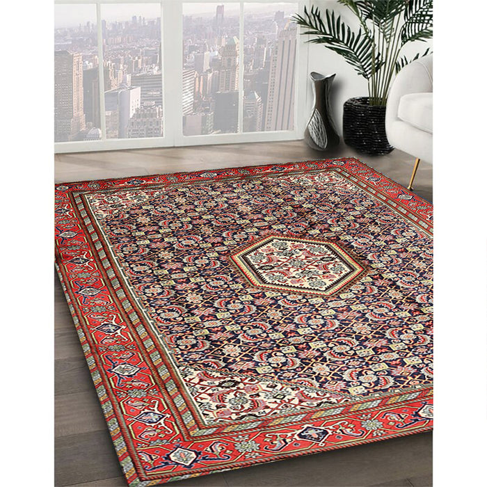 Machine Washable Traditional Saffron Red Rug in a Family Room, wshtr421