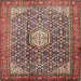 Round Machine Washable Traditional Saffron Red Rug, wshtr421