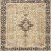 Square Traditional Brown Medallion Rug, tr4221