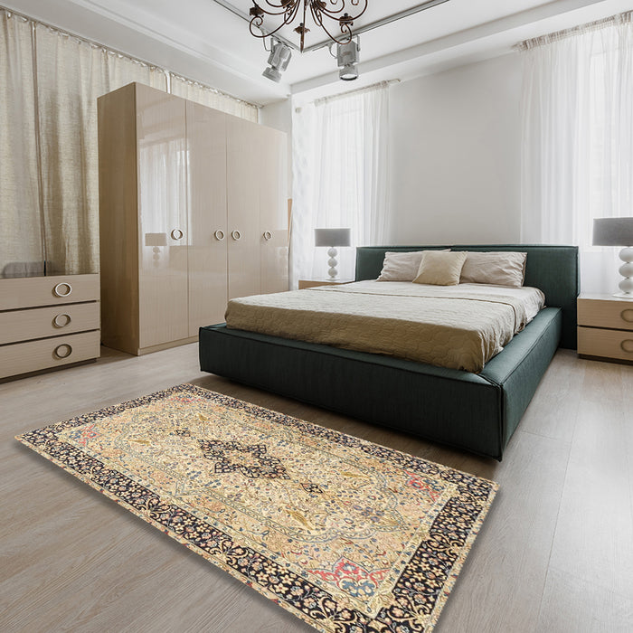 Machine Washable Traditional Brown Rug in a Bedroom, wshtr4221