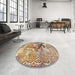 Round Machine Washable Traditional Brown Rug in a Office, wshtr4222