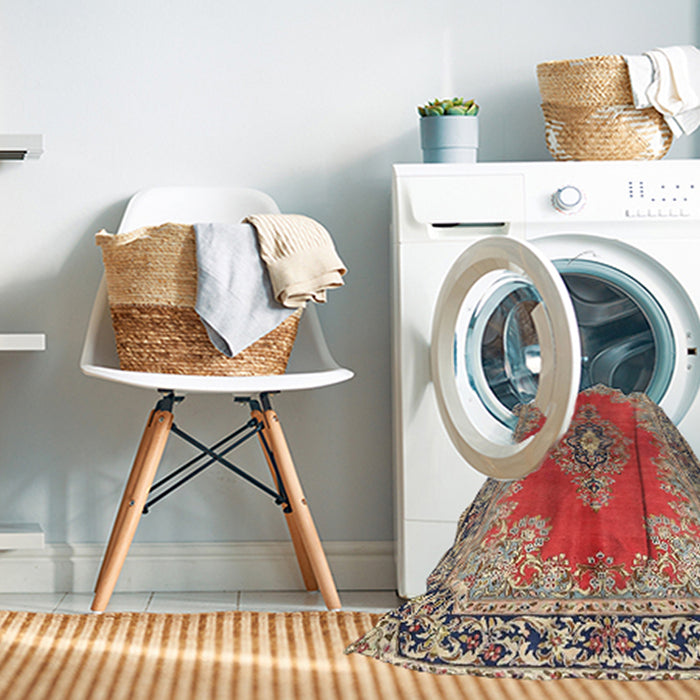 Machine Washable Traditional Red Rug in a Washing Machine, wshtr4223