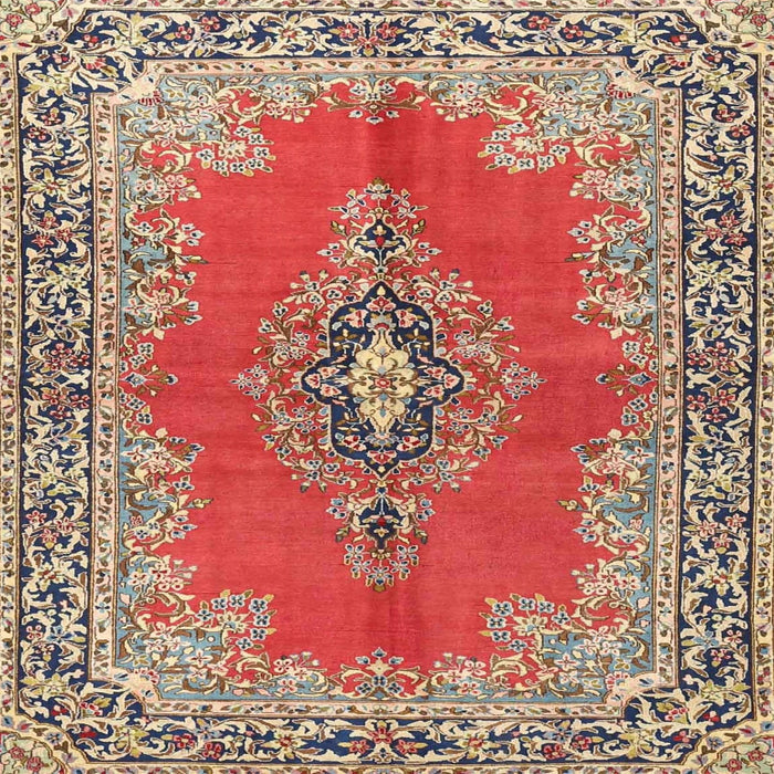 Round Machine Washable Traditional Red Rug, wshtr4223