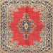 Round Machine Washable Traditional Red Rug, wshtr4223