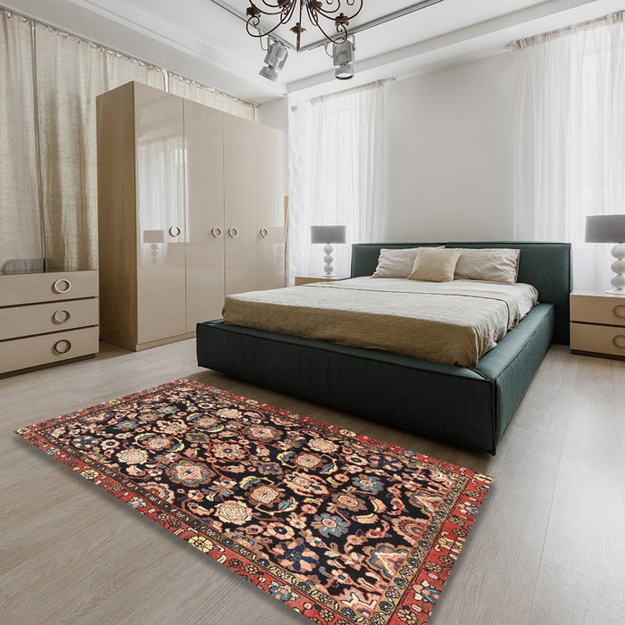 Traditional Light Copper Gold Persian Rug in a Bedroom, tr4224
