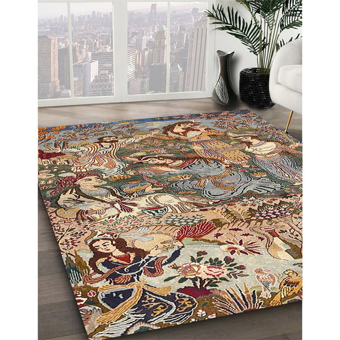 Machine Washable Traditional Dark Sienna Brown Rug in a Family Room, wshtr4225