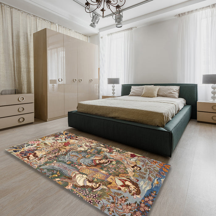 Traditional Dark Sienna Brown Animal Rug in a Bedroom, tr4225