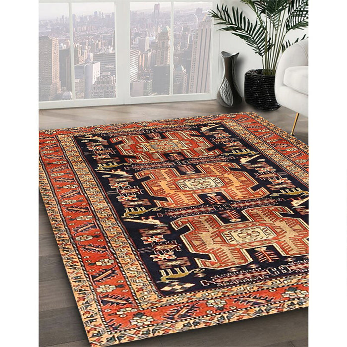 Machine Washable Traditional Saffron Red Rug in a Family Room, wshtr4228