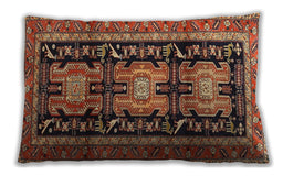 Traditional Classic Rectangular Saffron Red Lumbar Throw Pillow, 13 inch by 19 inch, lbtr4228