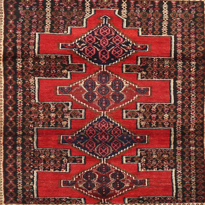 Square Traditional Sienna Brown Persian Rug, tr4229
