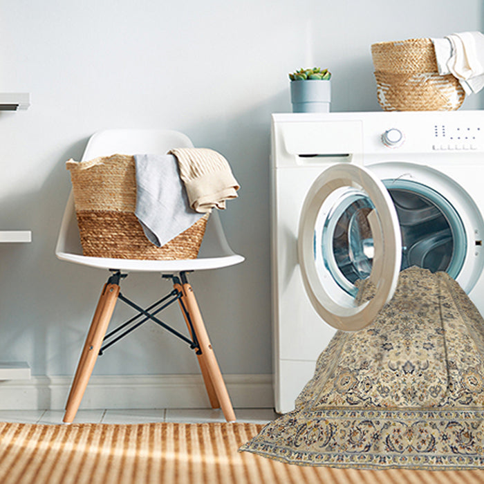 Machine Washable Traditional Dark Almond Brown Rug in a Washing Machine, wshtr422