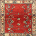 Round Machine Washable Traditional Red Rug, wshtr4230