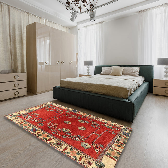 Traditional Red Persian Rug in a Bedroom, tr4230