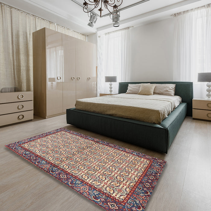 Machine Washable Traditional Sepia Brown Rug in a Bedroom, wshtr4231