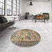 Round Machine Washable Traditional Brown Rug in a Office, wshtr4232