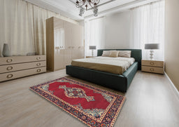 Traditional Dark Almond Brown Persian Rug in a Bedroom, tr4234